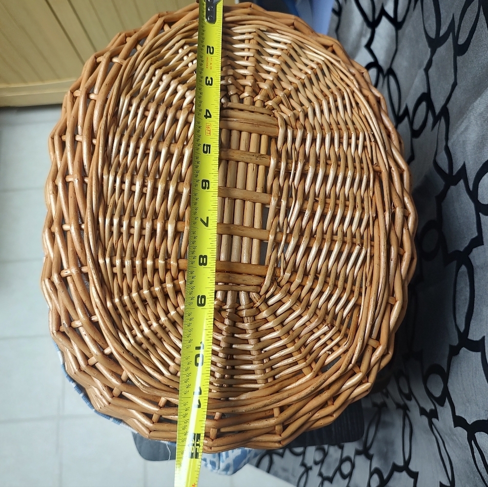 SOLD Picnic Time Basket Tote Blue Beach Canvas Willow Bag! - Picture 8 of 16